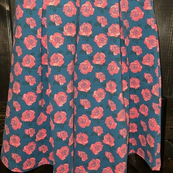 Matilda Jane Peyton Dress S Roses Stripes Blue Pink Zipper Back Stretch Boho - Picture 4 of 10
